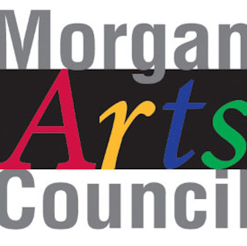 Logo of the Morgan Arts Council featuring the word "Arts" in stylized, colorful fonts (red, yellow, blue, and green) set against a black horizontal background. The words "Morgan" and "Council" are in gray, capital letters, positioned above and below "Arts".