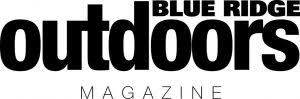 Black and white logo of Blue Ridge Outdoors Magazine. The word "outdoors" is prominently featured in large, bold letters, while "Blue Ridge" is in smaller uppercase letters above "outdoors" and "Magazine" is in uppercase letters below.