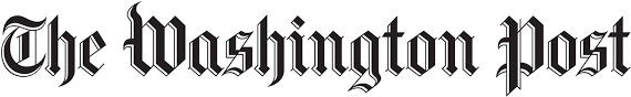 The image shows the logo of "The Washington Post" in a black, Gothic-style font on a white background.